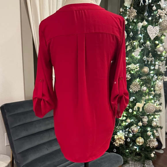 Lush Nordstrom Women's Red V-Neck Blouse quarter length sleeve shirt XS extra sm - Picture 6 of 9